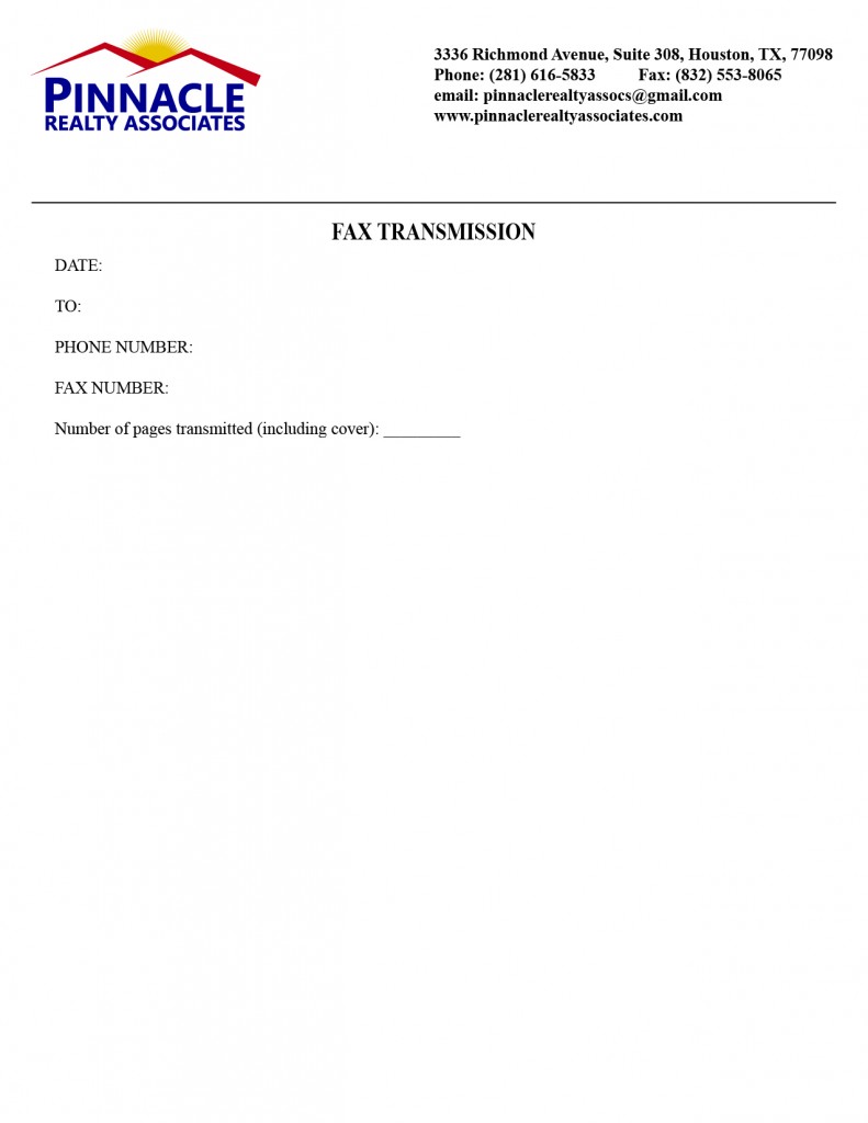 Fax Transmission Pinnacle Realty Associates
