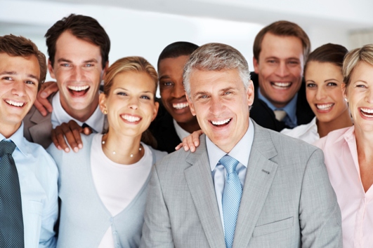 Successful group of business people smiling together